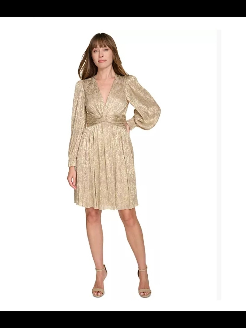 Tommy Hilfiger Metallic Silver Fit & Flare Midi Dress
